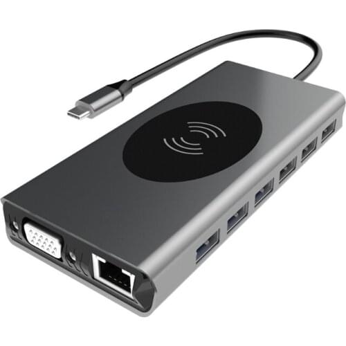 Hot Sale USb Type C Hub 15 in 1 HDMI-Compatible Docking Station HDD SSD SD TF VGA Rj45 Ethernet Audio PD87W Fast Charge