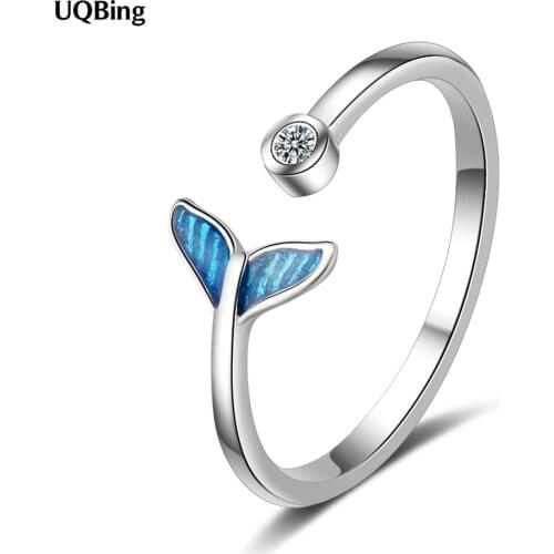 Geometric Elegant 925 Sterling Silver Zircon Mermaid Finger Women Rings Wholesale Jewelry For Birthday Gifts