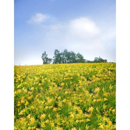 Landscape Yellow Flowers Tree Photography Backdrops Photo Props Studio Background 5x7ft