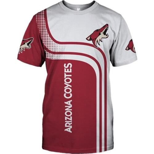 Summer Casual Tops Arizona Mens fashion red white stitching curve fox print Coyotes T-shirts