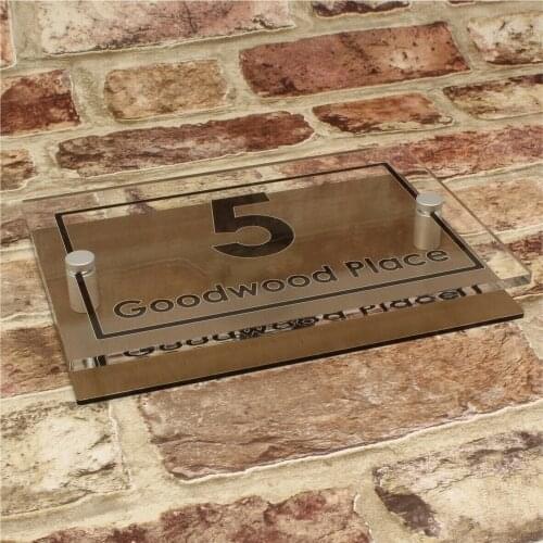 200x140mm Brushed Copper Effect House number Personalised Modern House Sign Name and Number (Rectangle)