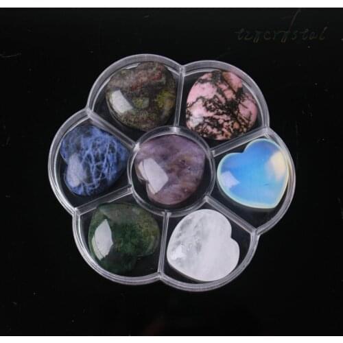 Colorful Peach Heart Polished Gemstone Mixed Specimen Decorative Stone with Box