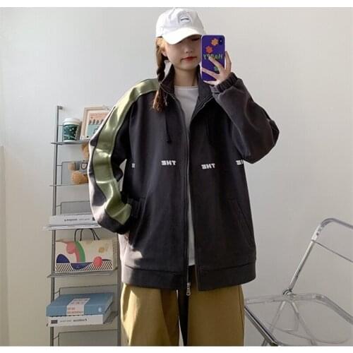 2021 Jacket Female Spring And Autumn New Korean Version Of Loose Patchwork Ins Baseball Uniform Tide Jacket Women Streetwear