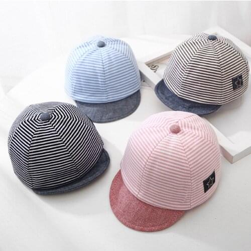 Summer Cotton Baby Hat Cute Casual Striped Baby Boy Cap Soft Eaves Kids Girls Sun Protect Hats Caps