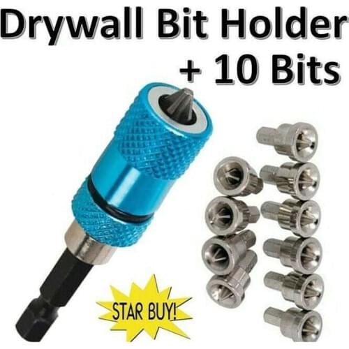 Magnetic Drywall Bit Holder 1/4" Hex Quick Release Connecting Rod+10*Locator Screwdriver Gypsum Board Position Drill Drive Tools