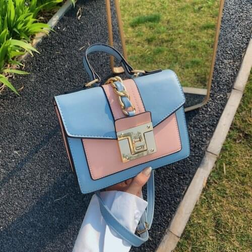 Small Square Bag Contrast Color Handbag 2021 Summer New Women Buckle Retro Handbag Shoulder Messenger Bag