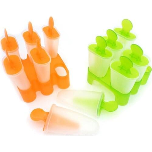 Reusable 6-Grids Frozen Ice Cream Lollysr Mould Tray with Stand DIY Kitchen Tool