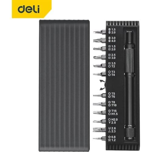 DELI 25 In 1 Screwdriver Set Precision Magnetic Screw Driver Bits with Handle and Exquisite Plastic Shell Phone Repair Tools