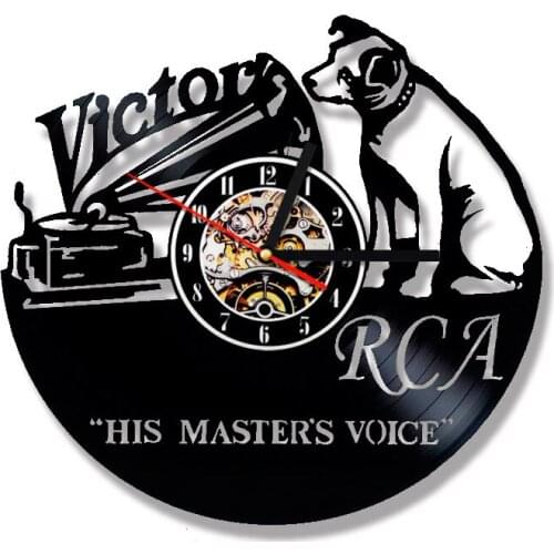 Victor Nipper Dog Vintage Vinyl Record Clock Rock n Roll Music Gift RCA Victor Dog His Masters Voice Musical Dog Wall Clock