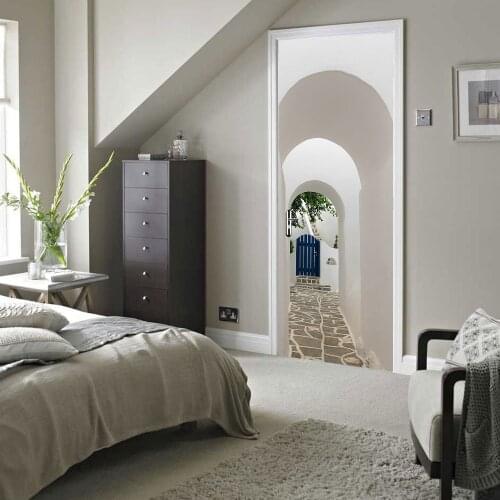 Custom Size/77*200CM Modern Simplicity PVC Door Sticker Self Adhesive Home Decor Poster For Living Room DIY Waterproof Wallpaper