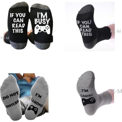 Funny Ankle Socks Cotton Letter Short Warm Socks Non-slip Print Gift For Game Players Print DO NOT DISTURB I'M GAMING New Socks