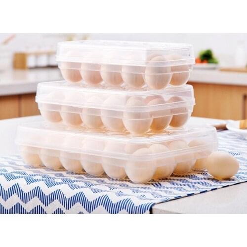 Durable Egg Storage Box 10/15/24 Girds Fresh Keeping Clear Plastic Egg Container Organizer Case For Refrigerator Storage Box