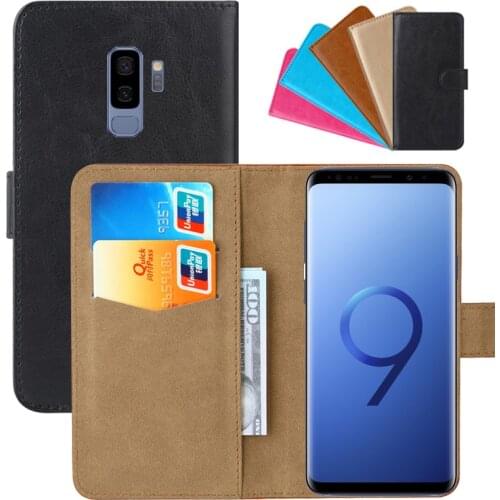 Luxury Wallet Case For Samsung Galaxy S9+ PU Leather Retro Flip Cover Magnetic Fashion Cases Strap