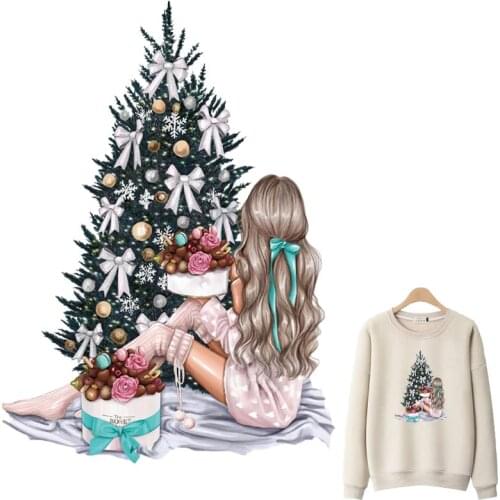 Christmas Girl Patches For Clothes DIY Washable T-Shirts Heat Transfer Thermal Stickers Fashion Personalized Iron On Appliqued