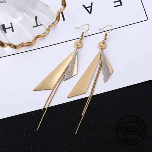 S925 Silver Needle Drop Earrings For Women Tassels Chain Gold Irregular New Korean Temperament Fashion Lady Party Jewelry INEFFA