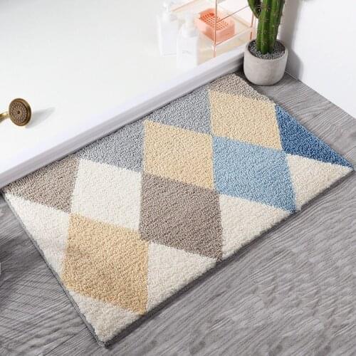 Modern Grid Pattern Anti-Slip Bathroom Mat Multipurpose Quality Washable Bath Mats Newly Decor Water Absorbent Hallway Slipmat