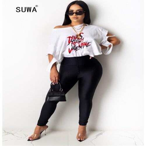 Special offer summer classic letter print o neck short sleeve t shirts 2020 new style hole high street fashion casual tops