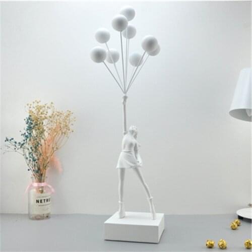 STREET ARTISTS FLYING BALLOONS GIRL RESIN SCULPTURE CREATIVE LIVING ROOM TV CABINET ARTWORK DECORATION CHRISTMAS GIFTS X4133