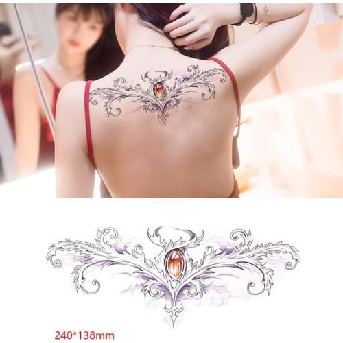 Waterproof Temporary Tattoo Sticker Ruby feather butterfly shape waist on back tatto breast flash tatoo fake tattoos for women