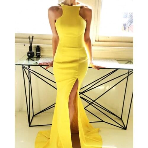 2019 Yellow Bridesmaid Dress For Wedding Backless Guest Wedding Party Dress Elegant Mermaid Bridesmaid Gown vestido para festa