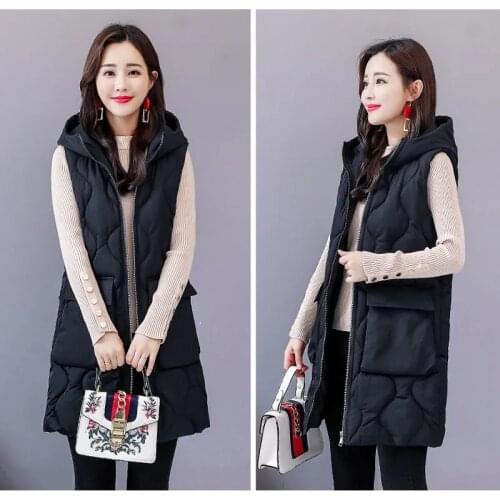 Female Autumn Winter Cotton Vest 2021 Women Mid-length Cotton Waistcoat Plus Fat Plus Size Jacket Vest Jacket New Style Commute