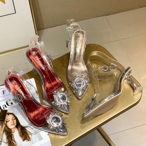Sequins Clear Straps Womens Shoes European And American Trend Women High Heel Transparent Crystal Diamond Buckle Ladies Sandals
