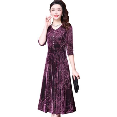 2020 Spring Summer Women Arrival High Quality Flower Printed Half Sleeve Woman Long Velvet Dress Plus Size 5XL Vestido Verano