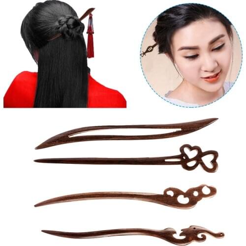 1Pc Fashion Women Retro Style Handmade Carved Sandalwood Hairpin Chopstick Hair Stick Hair Accessories Styling Tools Hair Care