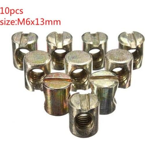 10pcs M6 slotted nuts, bolts, cross positioning pins, embedded nuts for beds, chairs and colored galvanized furniture