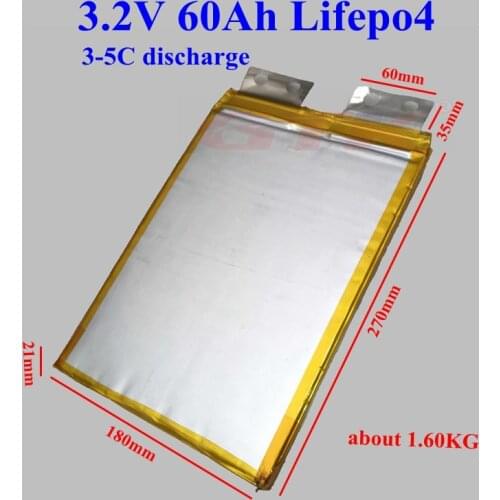 4pcs rechargeable 3.2V 60Ah lifepo4 lithium battery 5C discharge for 12V 24V 48V battery pack DIY inverter solar energy storage