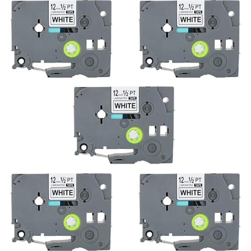 5PK 12mm tze tape Compatible TZe231 TZe 231 TZ-231 TZe-231 p touch tz tape label Compatible for Brother TZ PT-H105 PT550 PT1000