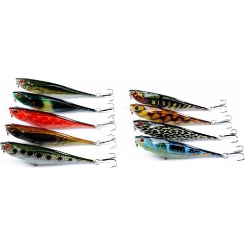 9pcs floating minnow pencil fishing lure 3D coloured drawing 9.9cm/9.9g artificial wobblers jigging hard bait with treble hooks