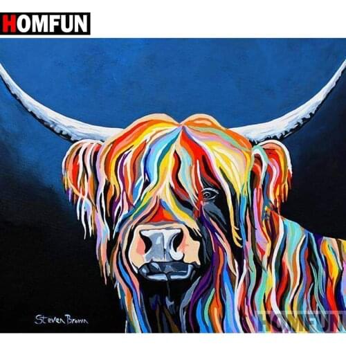 HOMFUN Full Square/Round Drill 5D DIY Diamond Painting "Cartoon colored cow" Embroidery Cross Stitch 3D Home Decor Gift A13212