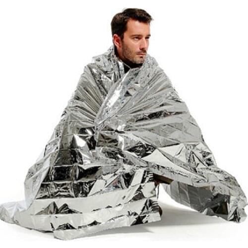 1.3 x 2.1m Emergency Blanket Thermal Mylar Space Cushion Silver Foil Mat Survival Blanket Windproof Waterproof Survival Gear Pad