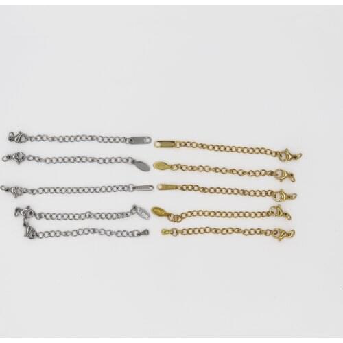 10pcs/lot 5cm Stainless Steel Extension Tail Chain with Lobster Clasps Connector for DIY Bracelet Necklace Jewelry Making Craft