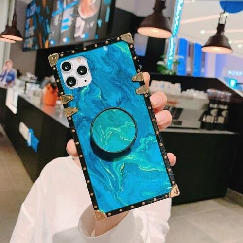 Luxury 3D Blu-ray Square Phone Case For Huawei P30 Lite for P40 P20 Lite Y6 Y7 Y9 Prime Pro Plus 2019 Ring Holder Back Cover