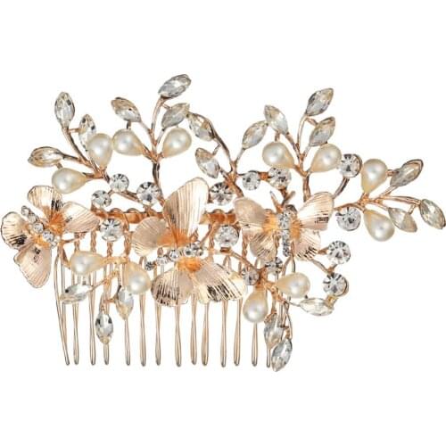 Elegant Wedding Hair Combs for Bride Crystal Rhinestones Pearls Women Hairpins Bridal Headpiece Hair Jewelry Accessories