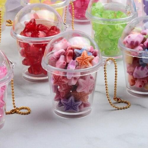 Ins wind explosion model simulation mini milk tea cup small pendant DIY simulation food play mousse cup keychain pendant