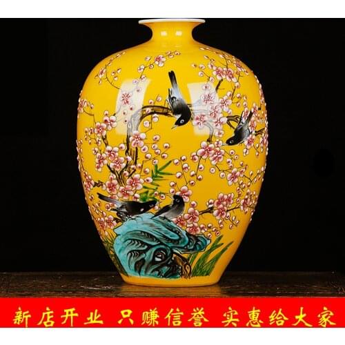 Jingdezhen ceramics high-grade pastel works of famous Vase Decoration room decoration Home Furnishing always good news