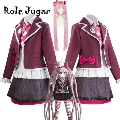 Danganronpa Utsugi Kotoko Cosplay Costumes Dangan Ronpa Another Episode Kotoko Utsugi Dress Full Set School Uniform Wigs C120C86