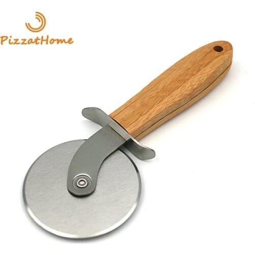 PizzAtHome Stainless Steel Pizza Wheel Knife Smooth Rotating Pizza Slicer Pizza Cutter Wheel Knife With Non Slip Wooden Handle