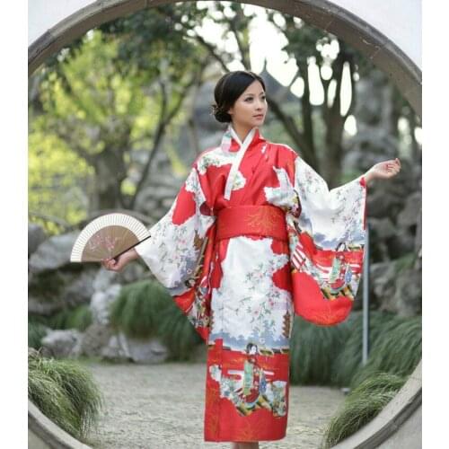 Fashion National Trends Women Sexy Kimono Yukata With Obi Novelty Evening Dress Japanese Cosplay Costume Floral One Size