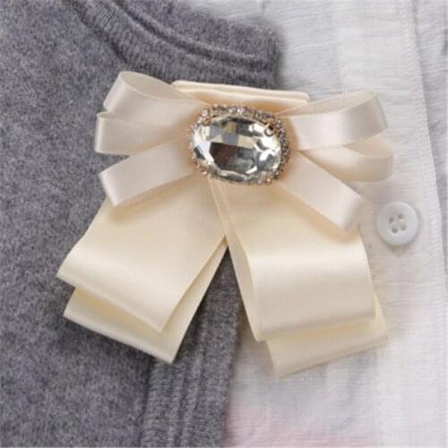 Fashion Brand Fabric Bowknot Brooches Wedding Jewelry High Quality Tie Pins Clips Crystal Ribbon Bow Brooches For Women Girls