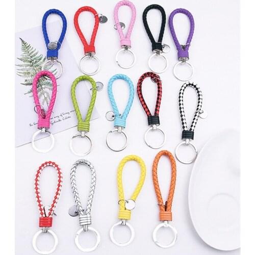 Fashion handmade leather rope keychain Car key ring key chain bag pendant accessories multiple colour