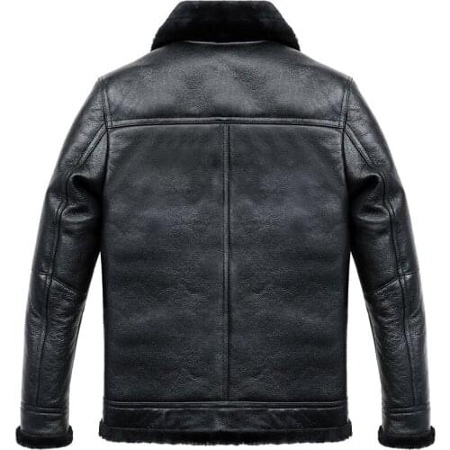 Leather Genuine Jacket Men Winter Sheep Shearling Coat Thick Warm Wool Liner Real Sheepskin Leather Coats Hiver M9922