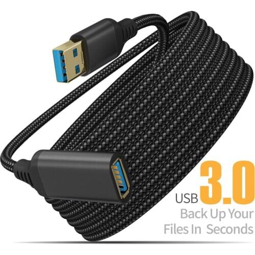 Nylon Braided USB Extension Cable Male to Female USB 3.0 High-Speed Transmission Data Cable Computer Hard Disk Camera Printer