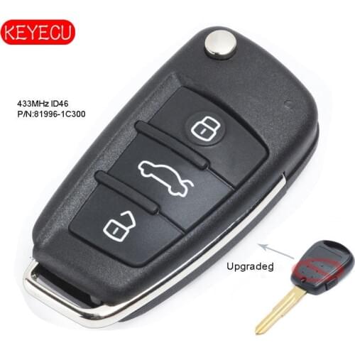 Keyecu Upgraded Folding Remote Key Fob 433MHz ID46 Chip for Hyundai Getz 2003-2010 FCC: 81996-1C300