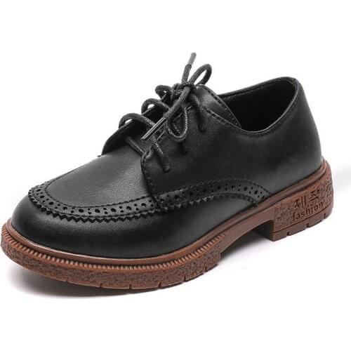 Boys Leather Shoes 2021 Spring Kids School Shoes For Boys British Style Black Childrens Dress Shoes Piano Performance Wedding