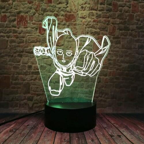 One Punch Man Anime figures Model 3D Illusion LED Desk Nightlight Colorful Changing Sleeping Light Japan Manga Figure toys Baby