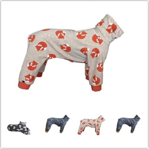 Autumn Winter Pet Clothes Dog Warm Clothes High Collar Printing Soft Comfortable Four-Legged Pet Suit Jumpsuit